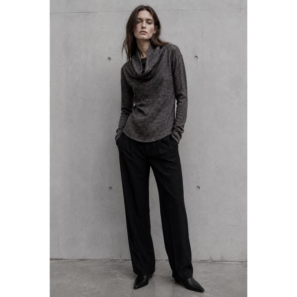 HELMUT LANG Gray Pullover Cowl Neck Sweater Top Shirt  Women's Size P